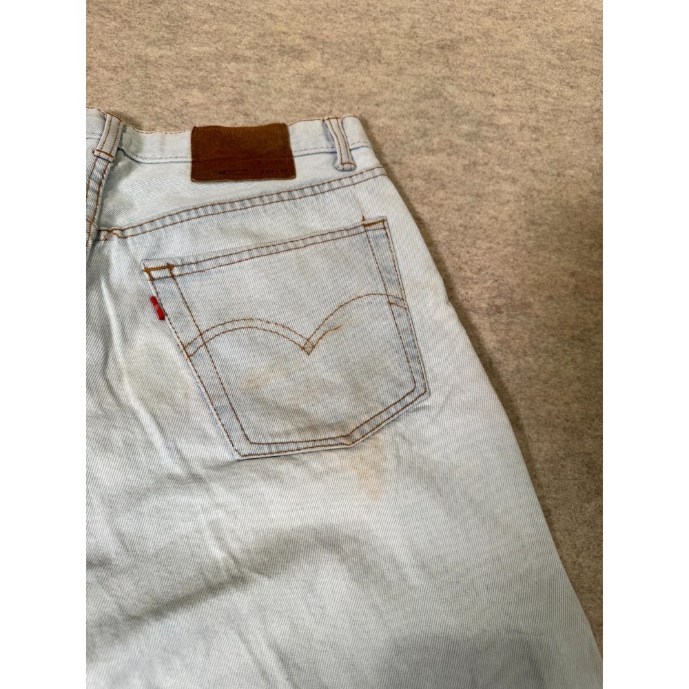 Levis 501 Jeans Mens 30x31 Blue Denim Logo Mid Rise Straight Leg Button Fly - Picture 8 of 16